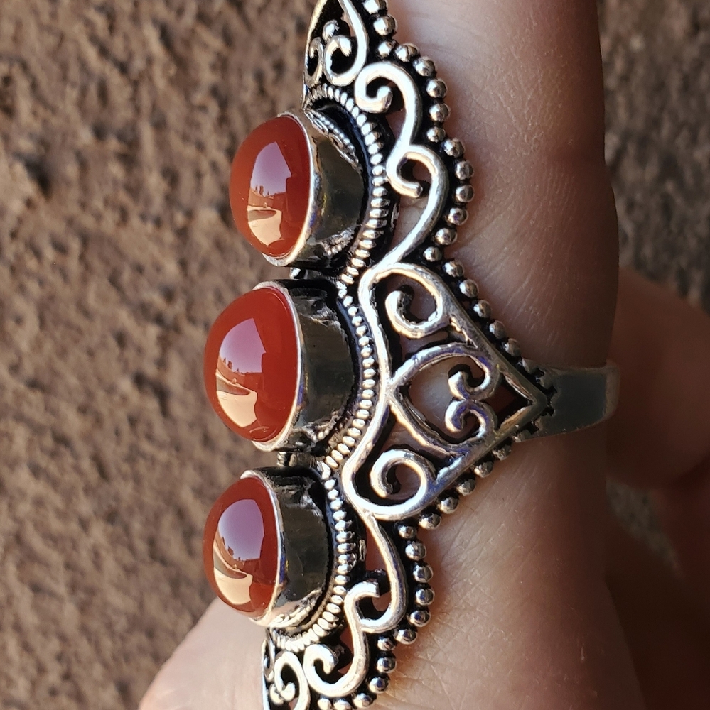 New Stunning Carnelian 925 Silver Statement Ring. - Picture 3 of 15